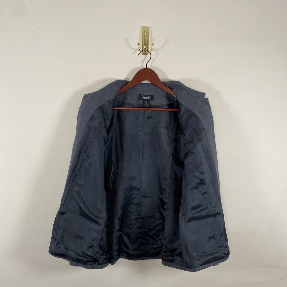 Vintage Rafaella 100% Wool Structured Button Up Jacket Collared Gray Women's 14 - Picture 7 of 9